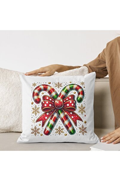PRİNTOPİA DESİGN New Year's Concept Fiber-Filled Satin Throw Pillow Model 4