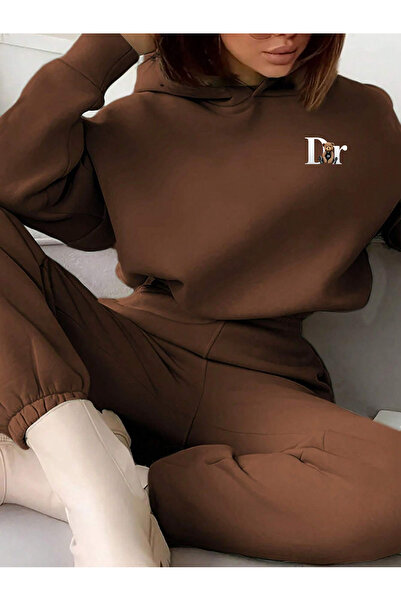 darkopia Unisex Men's and Women's Dr Teddy Bear Printed Oversize 3 Thread Hooded Tracksuit Set