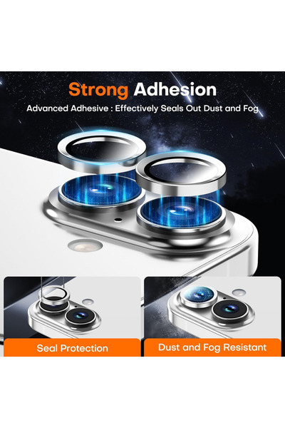 KVK PRİVACY iPhone 17 Compatible Camera Protection Lens Protector Tempered Glass Protection Silver