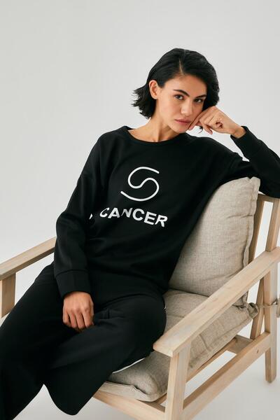 Akbeniz Γυναικείο Σετ Φόρμας Μαύρο Καβούρι oversized 2 Κλωστές για το σπίτι