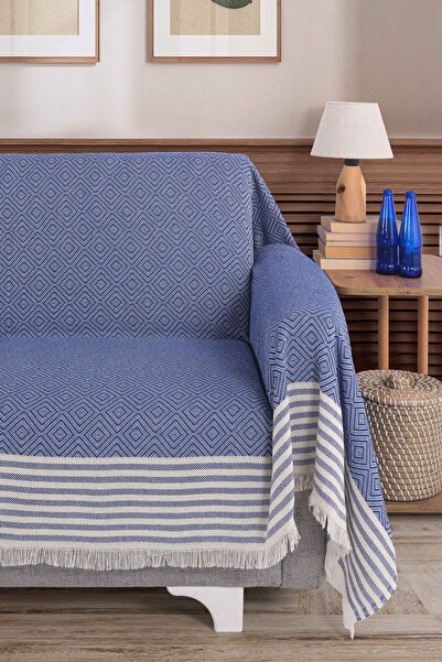 pamore Бавовняна накидка на підлокітники 310 см для дивана, канапе, розкладного дивана, з бахромою спереду, багатофункціональна, не ковзає