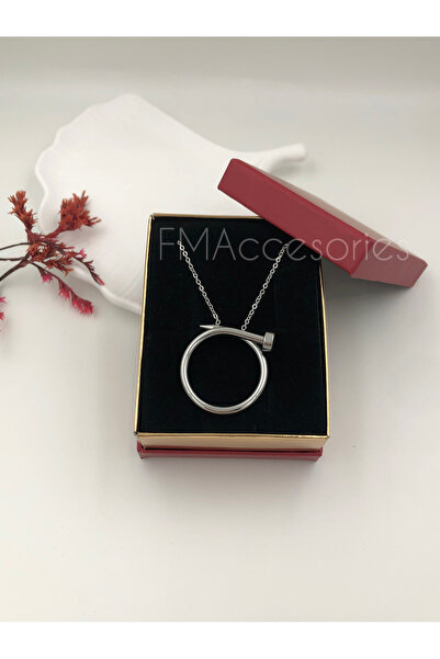 fmaccesories Steel Women Necklace Stainless Silver Color Nail 45 cm Antialler...