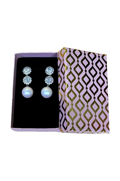 velve Miriam long earrings, with pearl and crystals, Silver