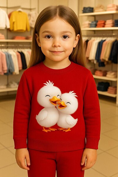 playwear Σετ φούτερ και φόρμα με σχέδιο δύο παπάκια, για ηλικίες 3-4-5-6-7-8-...