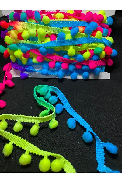 Massaltay Colorful Pompom Ribbon 2 Meters – Decorative Ribbon, Decoration and Craft Material
