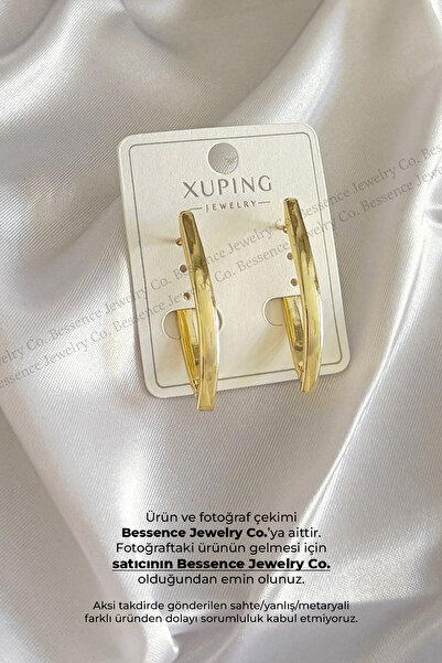 Bessence Jewelry Co Xuping 14K Gold Linear Çelik Küpe