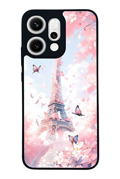 Aksel Kılıf Reno 14 Compatible Printed , Matte Black, Soft Silicone, Protecti...