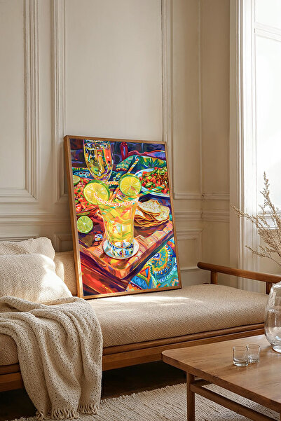 Dekorsiahome Tek Parça Ahşap Çerçeveli Oturma Odası Salon Mutfak Tablosu TK1966