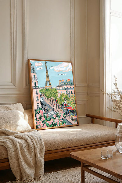 Dekorsiahome Tek Parça Ahşap Çerçeveli Oturma Odası Salon Mutfak Tablosu TK1979