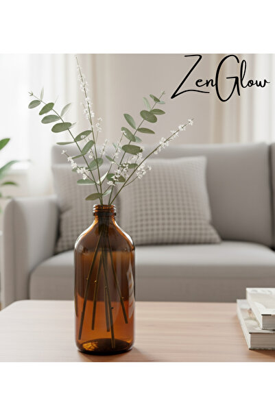ZenGlow Decorative Vase |   Amber Glass Transparent Flower Pot Modern Stylish Living Room Table and Home Accessory 500 ml