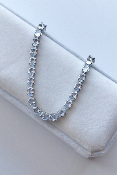 captiva سوار فولينتا شوب من حجر الزركون بقطع بيضاوي 4 مم، سوار لامع بطول 17 س...