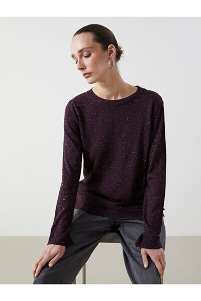 LC Waikiki سترة تريكو نسائية ذات مظهر لامع ورقبة دائرية