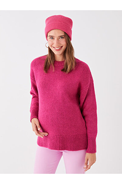 LC Waikiki Crew Neck Self Patterned Long Sleeve Maternity Knitwear Sweater