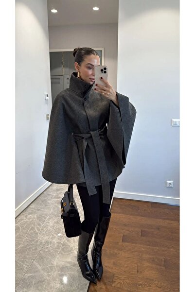 ALVOR Stamped Poncho with Belt Detail