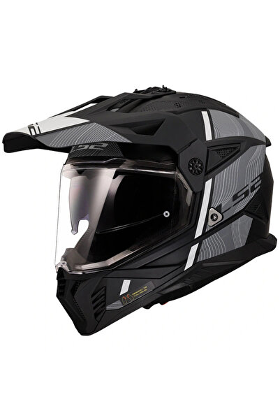 LS2 PIONEER 2 HILL MAT SİYAH-BEYAZ KASK