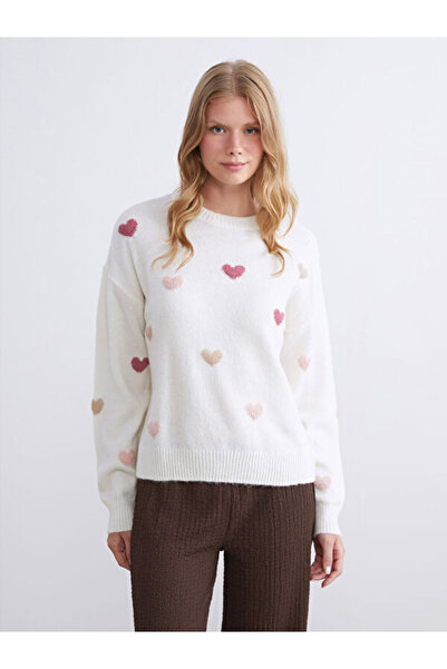 LC Waikiki Crew Neck Patterned Women's Knitwear Sweater