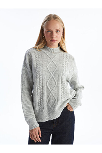 LC Waikiki Half Turtleneck Self Patterned Women's Knitwear Sweater