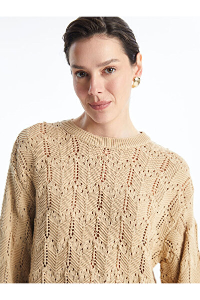 LC Waikiki طاقم الرقبة مخرمة سترة تريكو المرأة