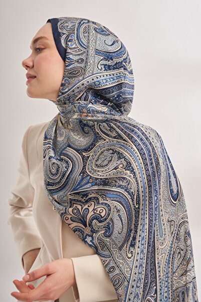 ARMANDA Mistik desenli İthal Vual Şal - Lacivert