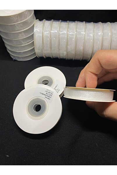 Massaltay White Organza Ribbon 1cm 25 Meters – Decorative Ribbon, Wedding and Gift Decoration