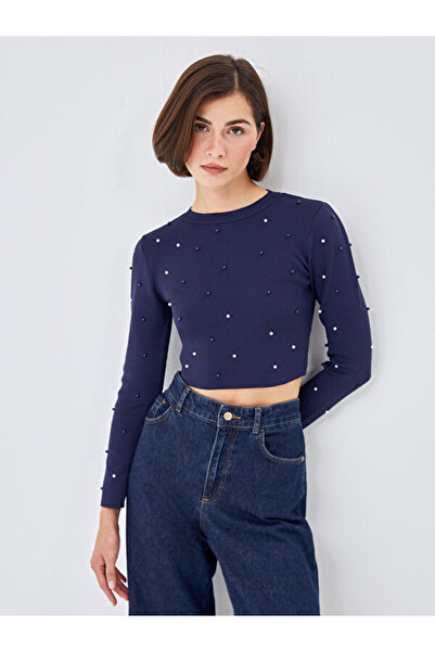 LC Waikiki طاقم الرقبة المحاصيل سترة تريكو المرأة