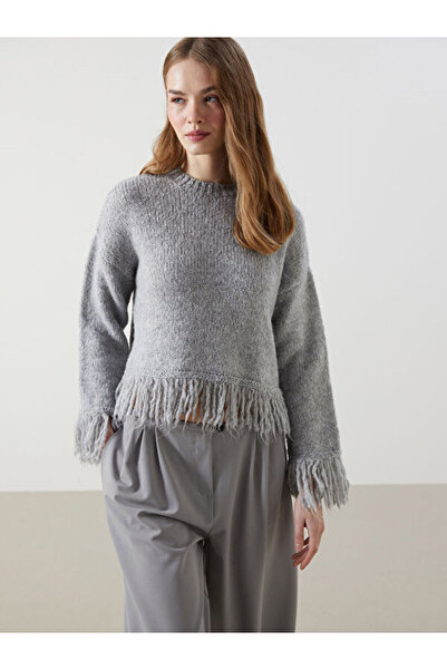 LC Waikiki طاقم الرقبة سترة تريكو المرأة كبيرة الحجم