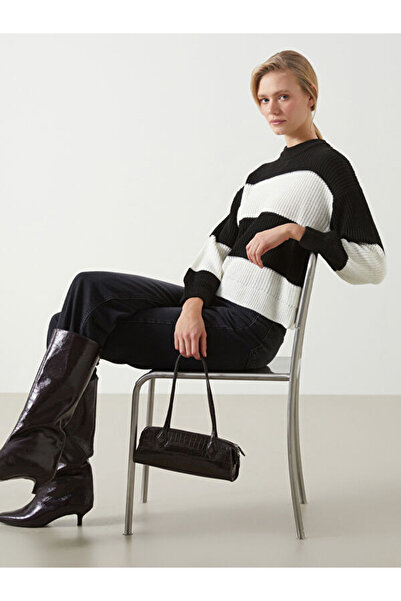 LC Waikiki Crew Neck Color Block Oversize Women's Knitwear Sweater