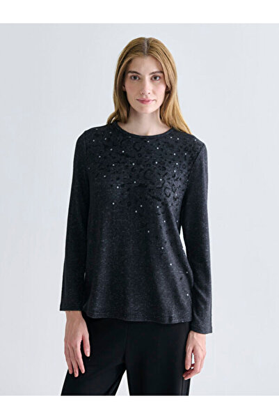 LC Waikiki Crew Neck Sequin Embroidered Women's Knitwear Sweater