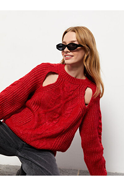 LC Waikiki Crew Neck Self Patterned Long Sleeve Women's Knitwear Sweater