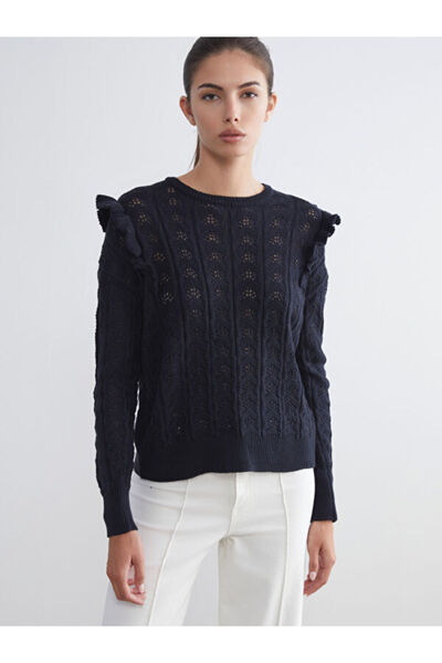 LC Waikiki طاقم الرقبة مخرمة سترة تريكو المرأة