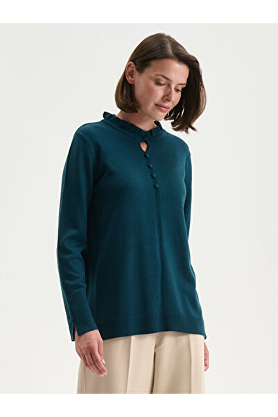 LC Waikiki Frilly Stand Collar Women's Knitwear Sweater