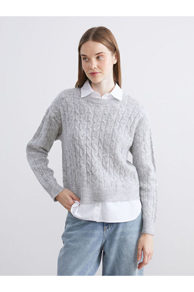 LC Waikiki Shirt Collar Self-Patterned Women's Knitwear Sweater