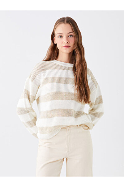 LC Waikiki Crew Neck Color Blocked Long Sleeve Women's Knitwear Sweater