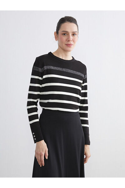 LC Waikiki Crew Neck Striped Women's Knitwear Sweater