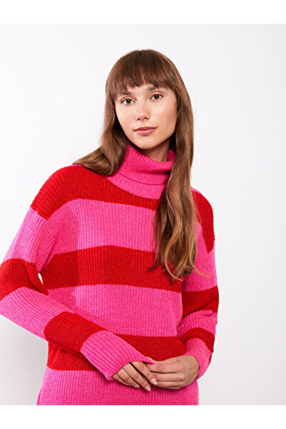 LC Waikiki Turtleneck Color Block Long Sleeve Women's Knitwear Sweater