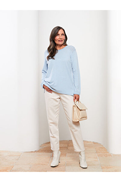 LC Waikiki Pulover de damă cu mânecă lungă, cu decolteu, cu model