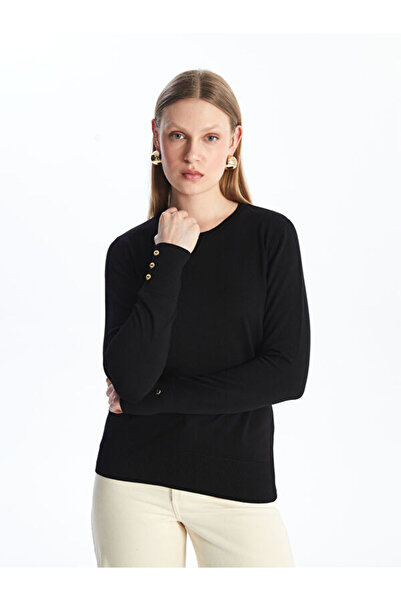 LC Waikiki طاقم الرقبة عادي كم طويل سترة تريكو المرأة