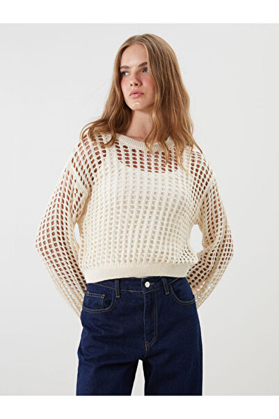 LC Waikiki طاقم الرقبة مخرمة سترة تريكو المرأة