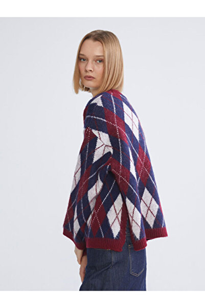 LC Waikiki Pulover de tricotat pentru femei supradimensionat cu model Baklava