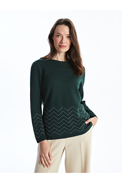 LC Waikiki Crew Neck Patterned Women's Knitwear Sweater