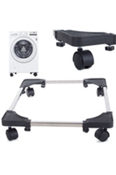 KESNUP Washing machine stand with wheels, Black / Silver
