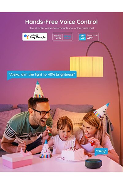 Govee Smart RGBWW Color‑Changing LED Bulbs A19 800lm E26 4‑Pack (WiFi & Bluetooth, Music Sync, 9