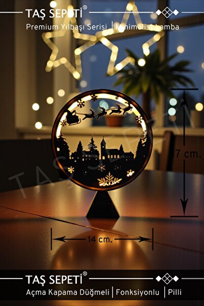 TAŞ SEPETİ Kızağıyla Uçan Noel Baba Yılbaşı Süsü Lambası | Premium Yılbaşı Se...