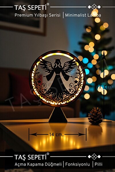 TAŞ SEPETİ Kanatlı Koruyucu Melek Yılbaşı Süsü Lambası | Premium Yılbaşı Seri...