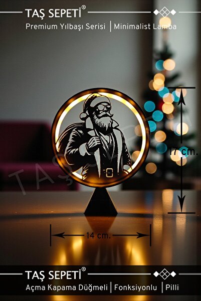TAŞ SEPETİ Şık Noel Baba Tasarımlı Yılbaşı Süsü Lambası | Premium Yılbaşı Ser...