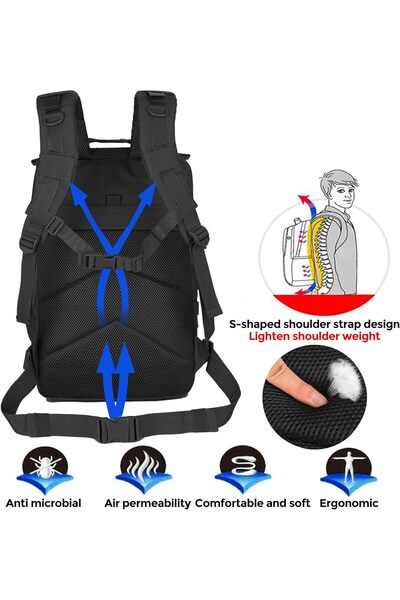 genernic Birfelld Tactical Military Backpack 45L - Waterproof 3-Day MOLLE Travel Bag (Black)