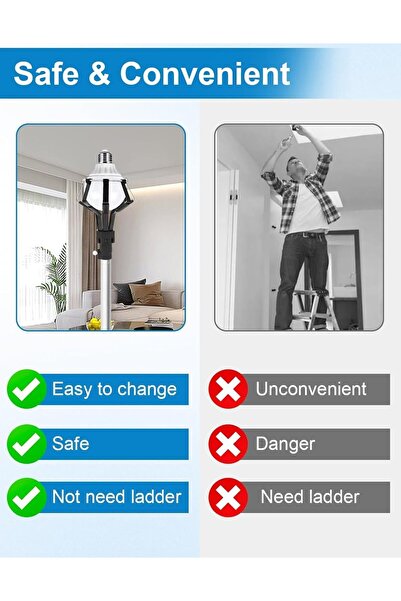 Generic High Ceiling Light Bulb Changer - Diposiconx with Suction Cup and Basket