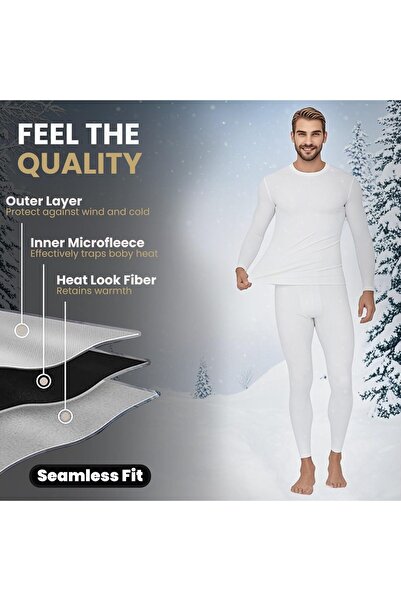 Generic Pzvtoi Men's Ultra-Soft Wool Thermal Underwear Set (Long-Sleeve Top & Bottom)
