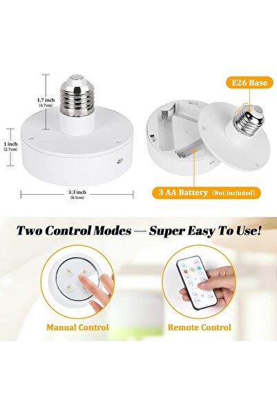 Generic Battery LED Light Bulbs for Lamps - Wireless E26 Screw LED Bulbs with Remote, Dimmable, Timer (Pack