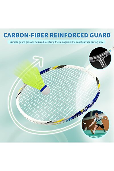 Senston Badminton Set with Graphite Shaft, 2 Rackets, 2 Grips and Shuttlecock Bag